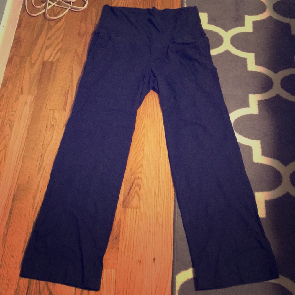 Navy blue linen pants with belly band